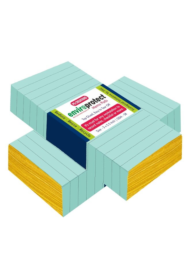 PG Creations Gold Edged Wide Ruled Writing Notepad, 3x5.5 Inch, Small Size, Single Side Ruled, 58 Gsm Blue Paper, 250 Sheets per Writing Pad, Pack of 5 - Image 1