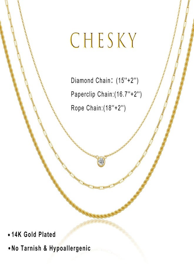 CHESKY Gold Layered Necklaces for Women, 14K Dainty Gold Chain Necklace Women Trendy Cuban Link Paperclip Chain Toggle Clasp Necklace Fashion Chunky Jewelry for Women, Brass, No Gemstone - Image 5