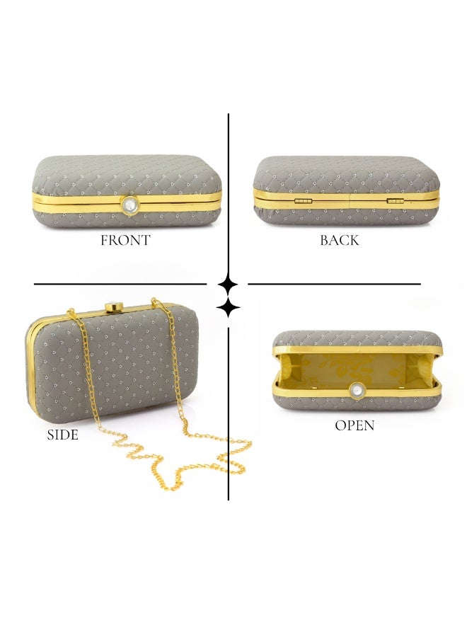 Clutch Purse for Women, Soft & Lightweight Evening Clutch for Weddings, Proms, Cocktail Sequins Grey - Image 3