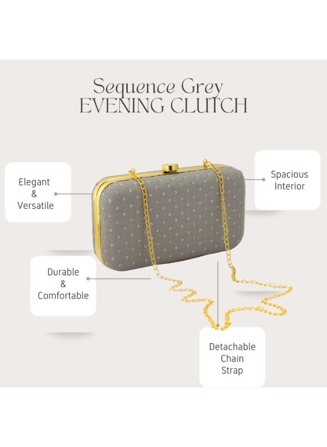 Clutch Purse for Women, Soft & Lightweight Evening Clutch for Weddings, Proms, Cocktail Sequins Grey - Image 4