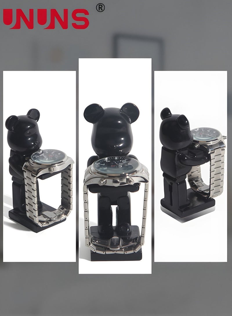 UNUNS حامل عرض الساعة، حامل ساعة على شكل دب مضحك، رف تخزين ديكور للمجوهرات وقلادة سوار الساعة والمكتب المنزلي - Image 5