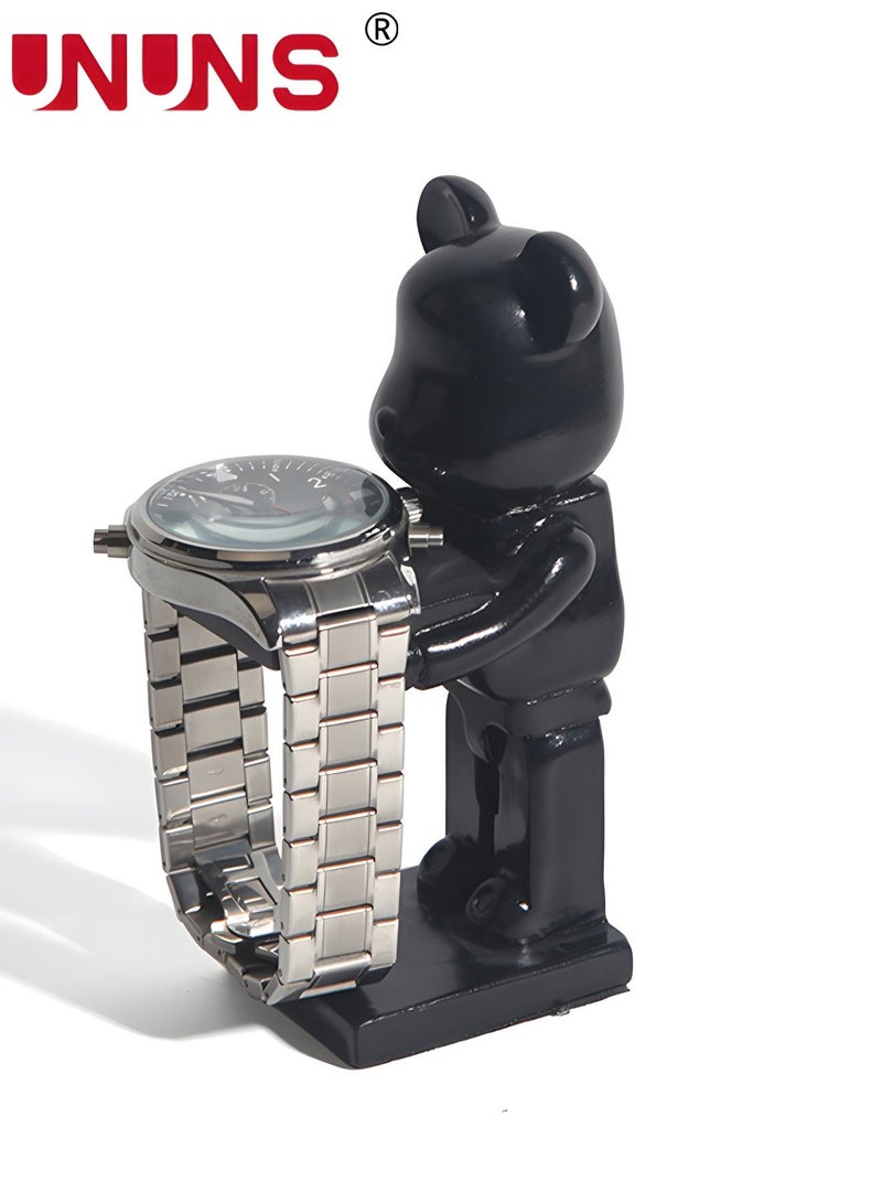 UNUNS حامل عرض الساعة، حامل ساعة على شكل دب مضحك، رف تخزين ديكور للمجوهرات وقلادة سوار الساعة والمكتب المنزلي - Image 1
