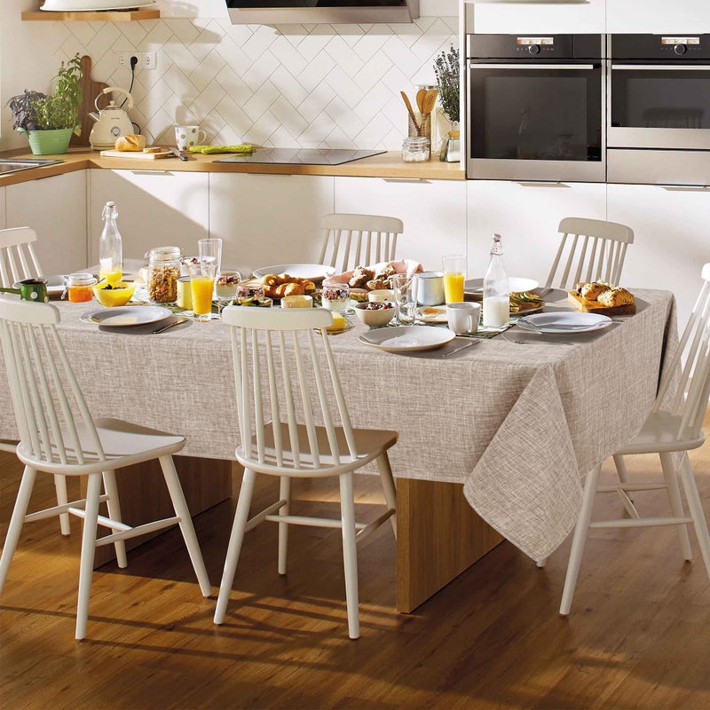 Fitable Faux Linen Tablecloth Square Wrinkle Resistant Fabric Neutral Table Cloth, Indoor Outdoor Table Cover for Kitchen Dining, Birthday Party, Farmhouse (Nature, 54 x 54 Inch) - Image 2