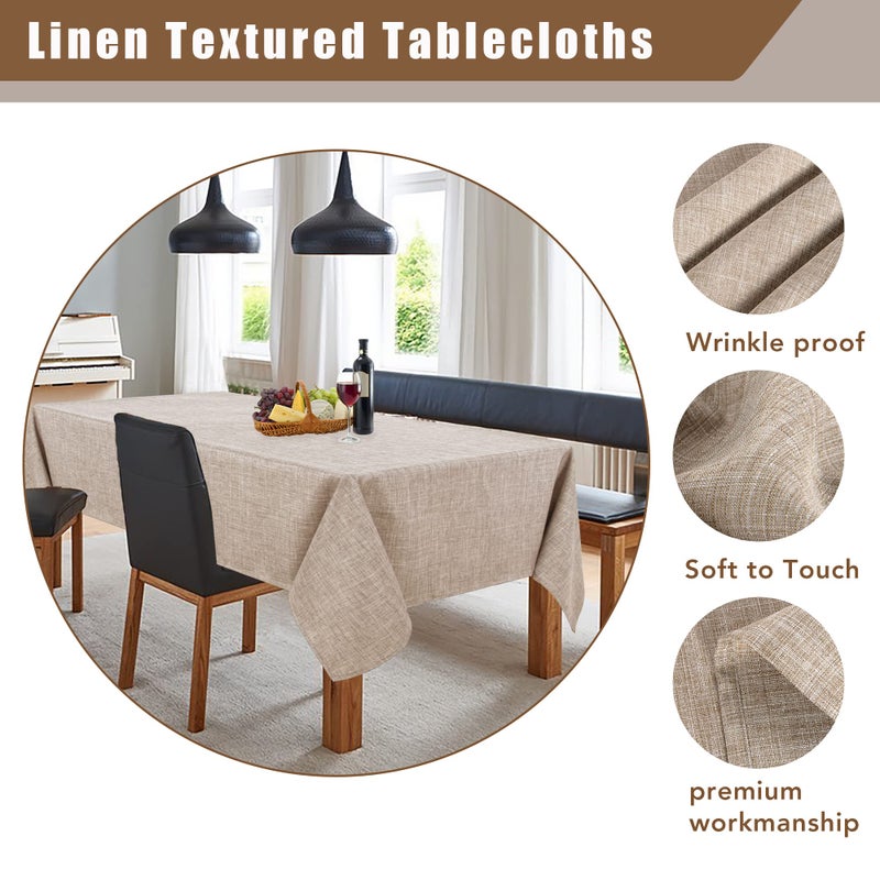 Fitable Faux Linen Tablecloth Square Wrinkle Resistant Fabric Neutral Table Cloth, Indoor Outdoor Table Cover for Kitchen Dining, Birthday Party, Farmhouse (Nature, 54 x 54 Inch) - Image 3