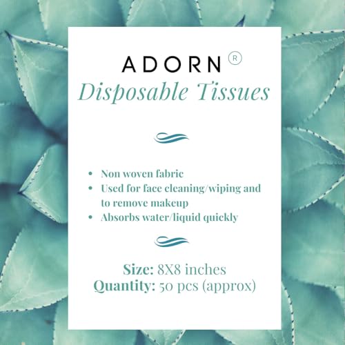 ADORN Disposable Non Woven Fabric Facial Tissues (8x8 Inches) - Pack of 50 Pc - Image 3