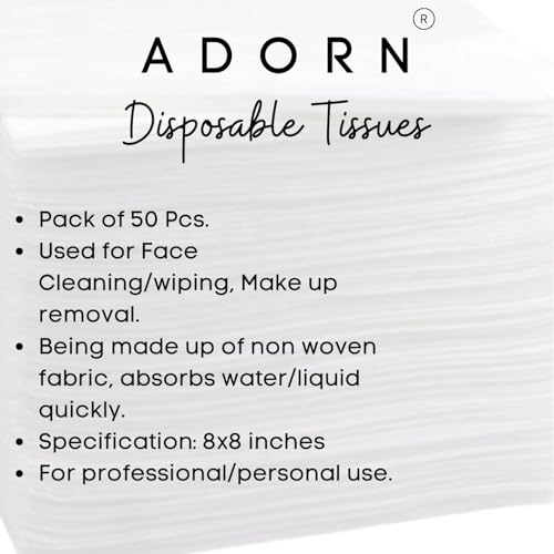 ADORN Disposable Non Woven Fabric Facial Tissues (8x8 Inches) - Pack of 50 Pc - Image 4