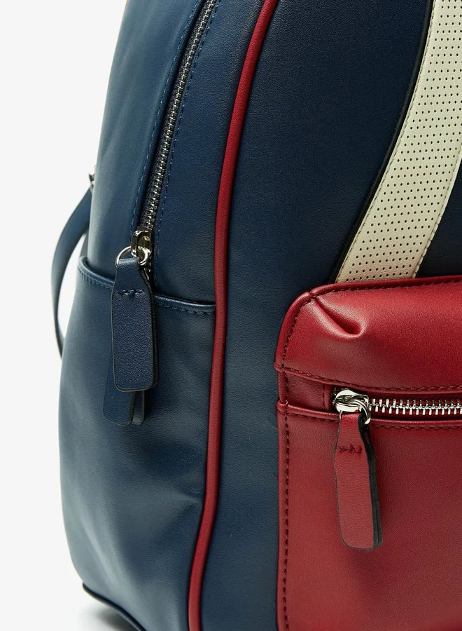 Lee Cooper Panelled Backpack with Adjustable Straps and Zip Closure