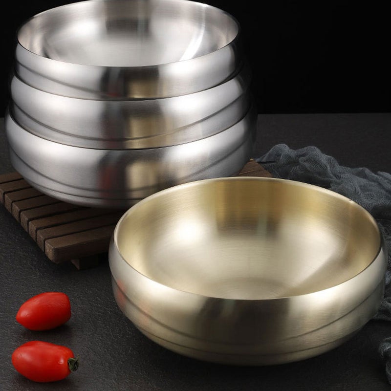 Stainless Steel Bowl Double-layer Salad Bowl Rice Bowl Practical Food Serving Bowl - Image 3