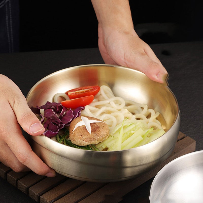 Stainless Steel Bowl Double-layer Salad Bowl Rice Bowl Practical Food Serving Bowl - Image 4