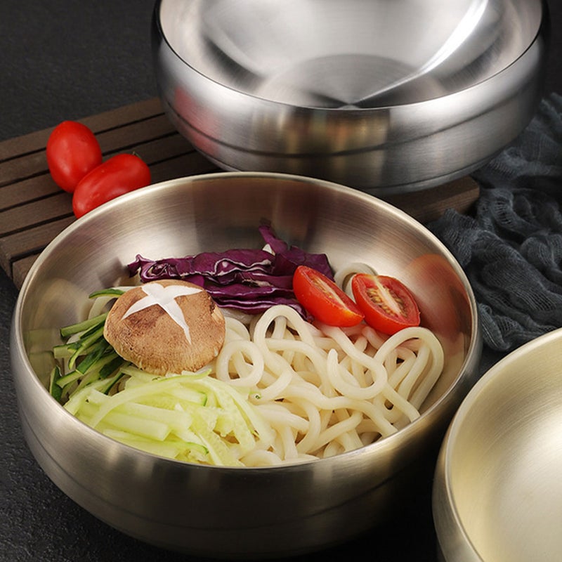 Stainless Steel Bowl Double-layer Salad Bowl Rice Bowl Practical Food Serving Bowl - Image 5