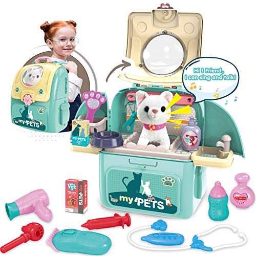 Magic4U Pet Cat Carrier Backpack Toy MAGIC4U 23PCS Pet Care PlaysetVet Clinic and Doctor Kit for Kids Pet Veterinarian Medical Role Play Set for Boys and Girls Ages 36 - Image 1