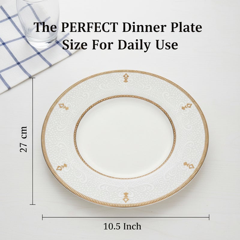 Shallow ZAYA New Bone China Dinner Plate 26.7 cm  Elegant White Plate for Main Courses, Premium Tableware for Daily Use, Brunch, Ramadan, Eid, Diwali & Gifting - Image 2