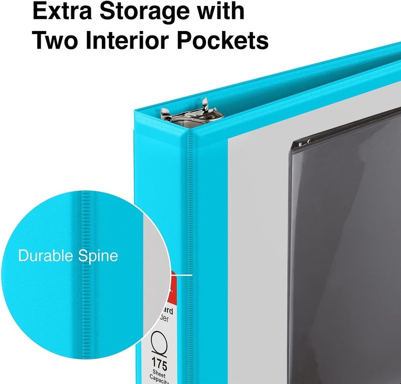 Staples Standard 1 3-Ring View Binder, Teal - Image 4
