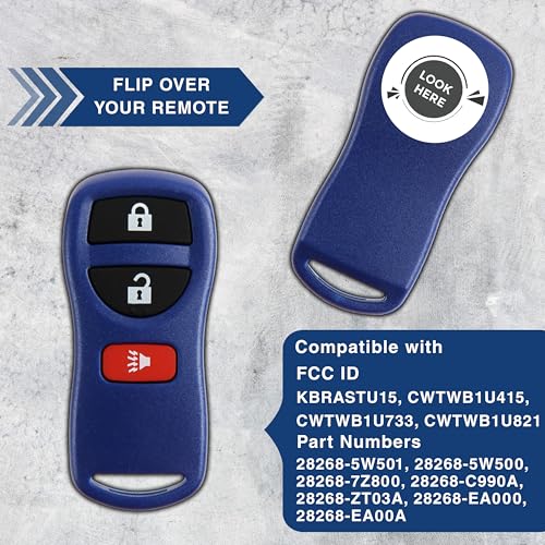 KeylessOption Key Fob for 2002 2003 2004 2005 2006 2007 2008 2009 2010 2011 2012 2013 2014 2015 2016 2017 Nissan Titan Rogue Infiniti Remote, 3-Button KBRASTU15, Programming Guide Included - Image 4
