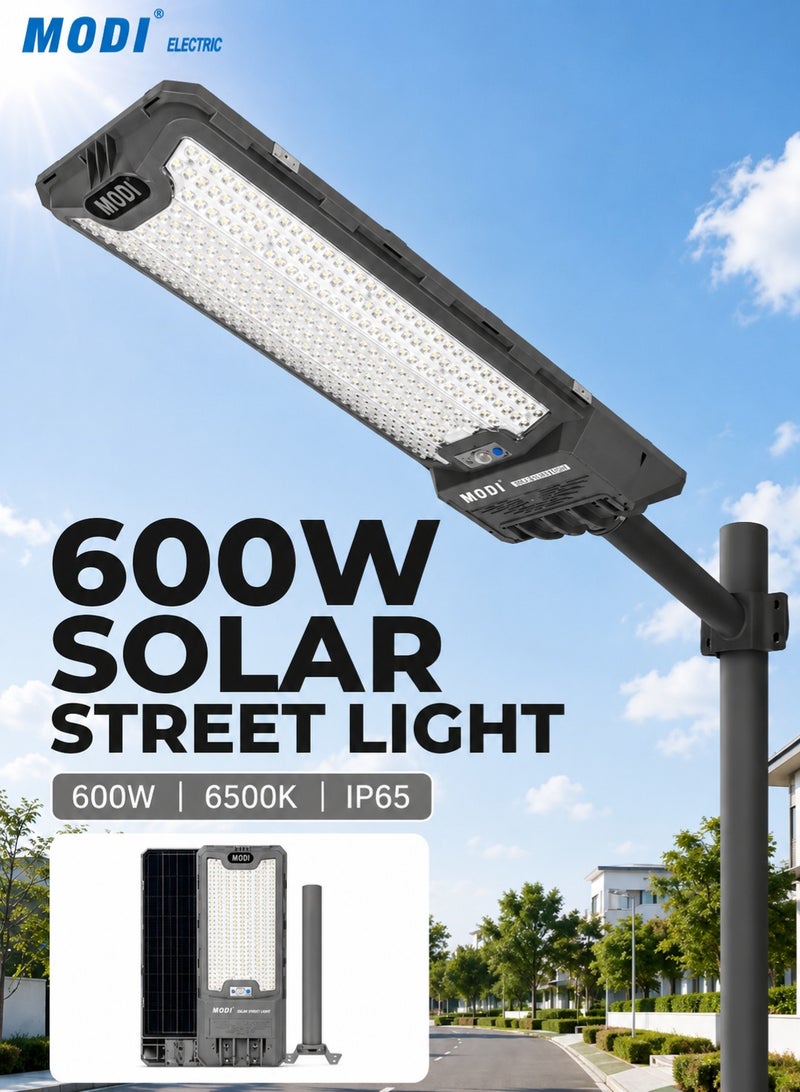 MODI 600W IP65 Waterproof Solar Street Light With 20 W Panel, 24 Ah Battery, SMD LED, Motion Sensor, Remote Control, Dusk-To-Dawn And 12 Plus Hour Runtime - Image 1