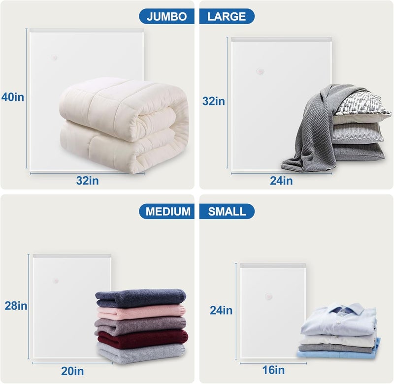 Vacbird 12 Pack 3 Jumbo / 3L / 3M / 3S Vacuum Bags for Clothes, Duvets, Mattresses, Blankets, Pillows, Bedding, Travel, Moving House - Image 4