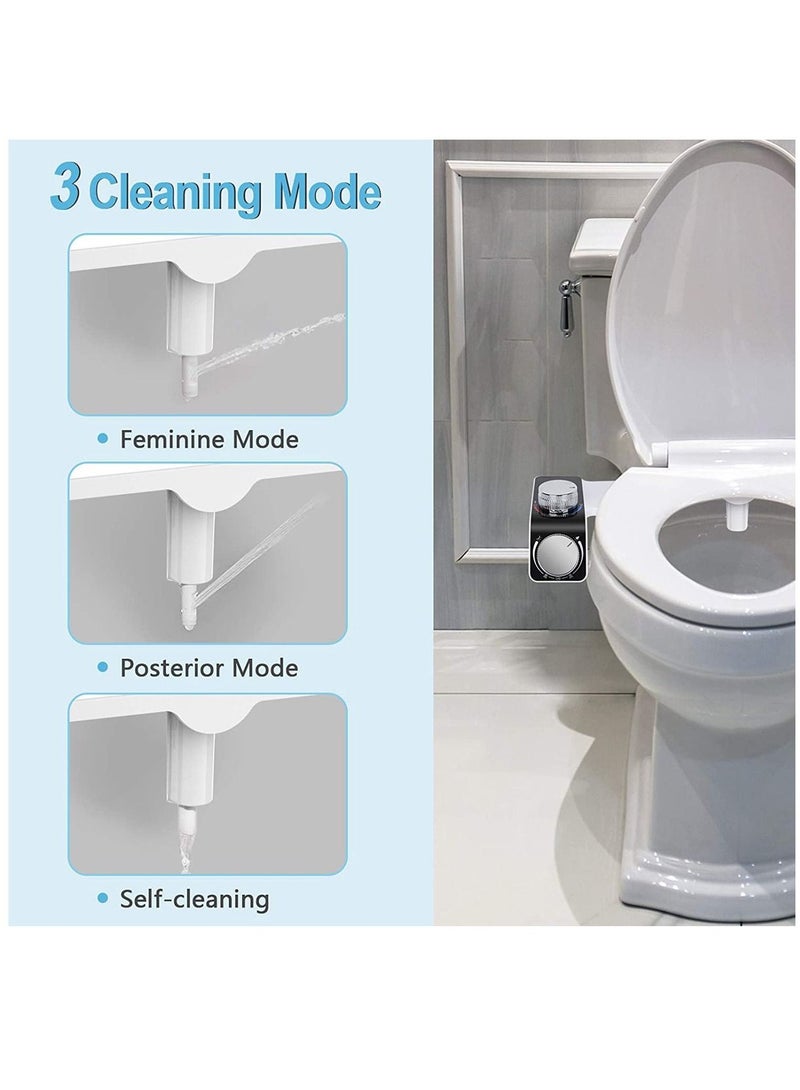 Bidet Toilet Seat Attachment Non-Electric Self-Cleaning Dual Nozzles Cold and Hot Water Toilet Bidet Self Cleaning Pipe Size: G3/8 - Image 2