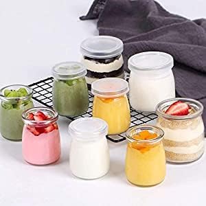 Home Stuffs 8Piece Transparent Kitchen Glass Storage Jar for Yogurt Spices milk Dry fruits and Food Suitable to use in Your Home Office Kitchen Storage 150ml Pudding Jar With Lid - Image 1
