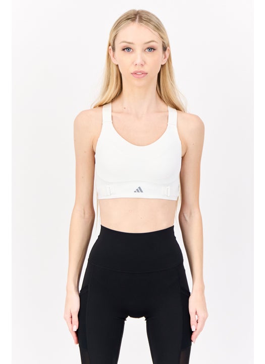 Women Brand Logo Padded Sports Bra, White