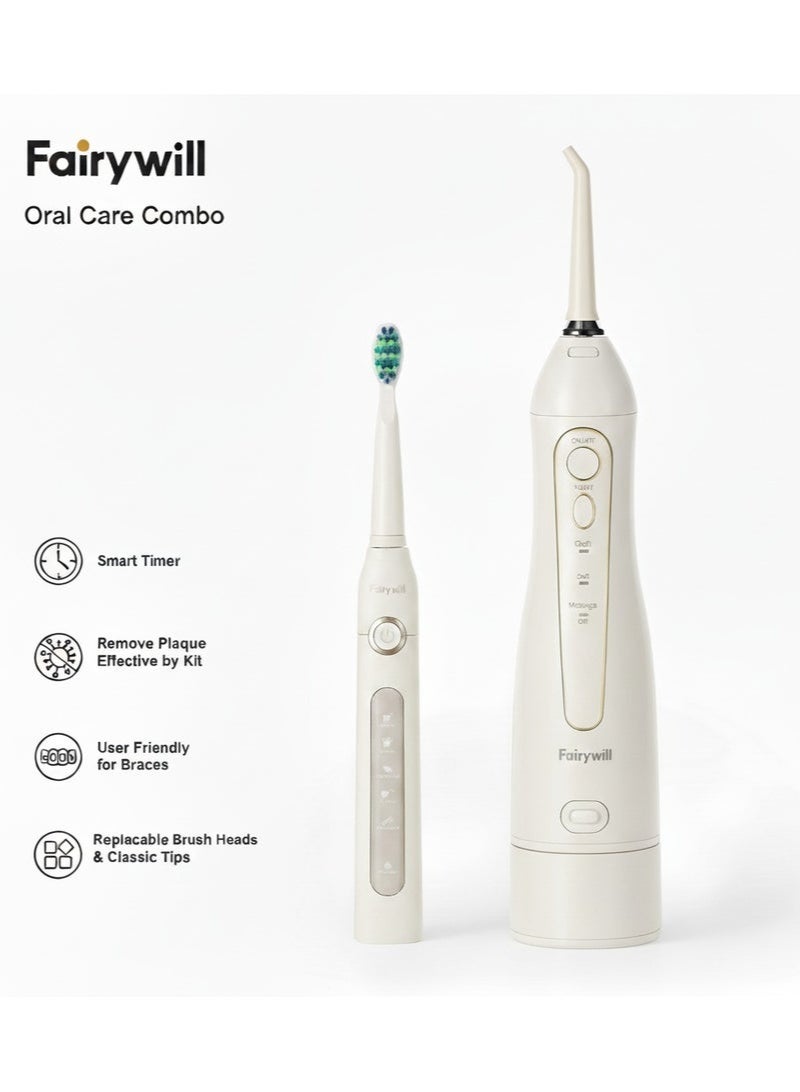 Fairywill Ultimate Clean Bundle Oral Care Combo | Electric Toothbrush & Cordless Water Flosser Set | 300ML Rechargeable Oral Irrigator with 3 Cleaning Modes, LED Indicators, Low Noise & Waterproof Design - Image 2