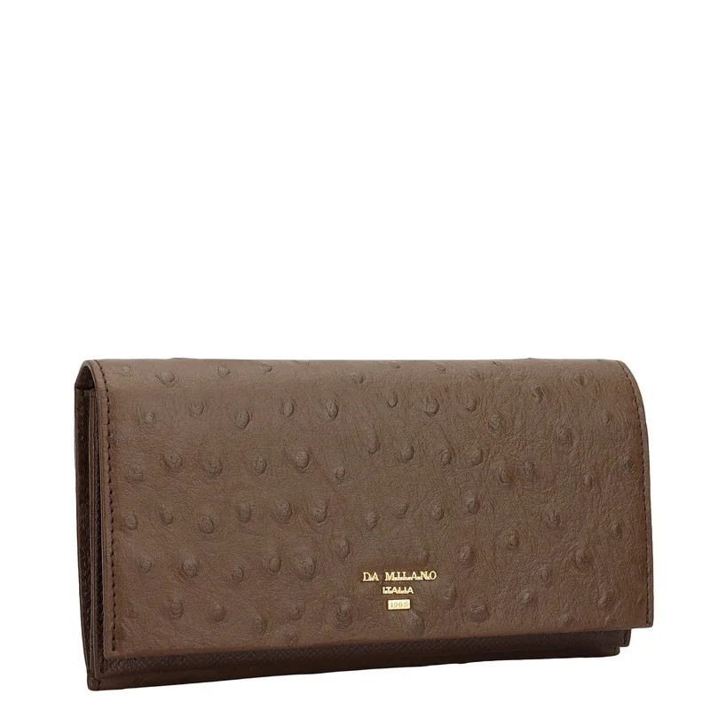 Da Milano Walnut Classic Flap Over Continental Wallet for Women | Best Price UAE