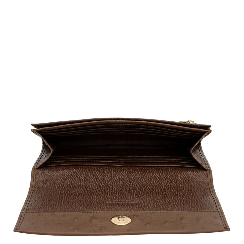 Da Milano Walnut Classic Flap Over Continental Wallet for Women | Best Price UAE
