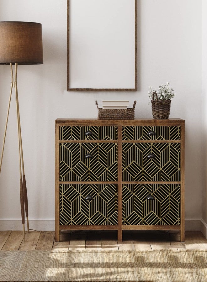 WENMER 17.7" x 118" Geometric Hexagon Wallpaper Black and Gold Wallpaper Peel and Stick Wallpaper Removable Geometric Contact Paper Self Adhesive Wallpaper for Drawer Shelf Cabinet Countertop Door - Image 2