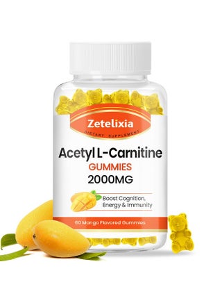 Health & Household Zetelixia Acetyl L-Carnitine Gummies 2000Mg, L-Carnitine  Supplement For Promote Fatty Acids Oxidation, Nutrition Supplement For  Boost Energy, Immunity & Metabolism, Vegan, Mango Flavor, 60 Count
