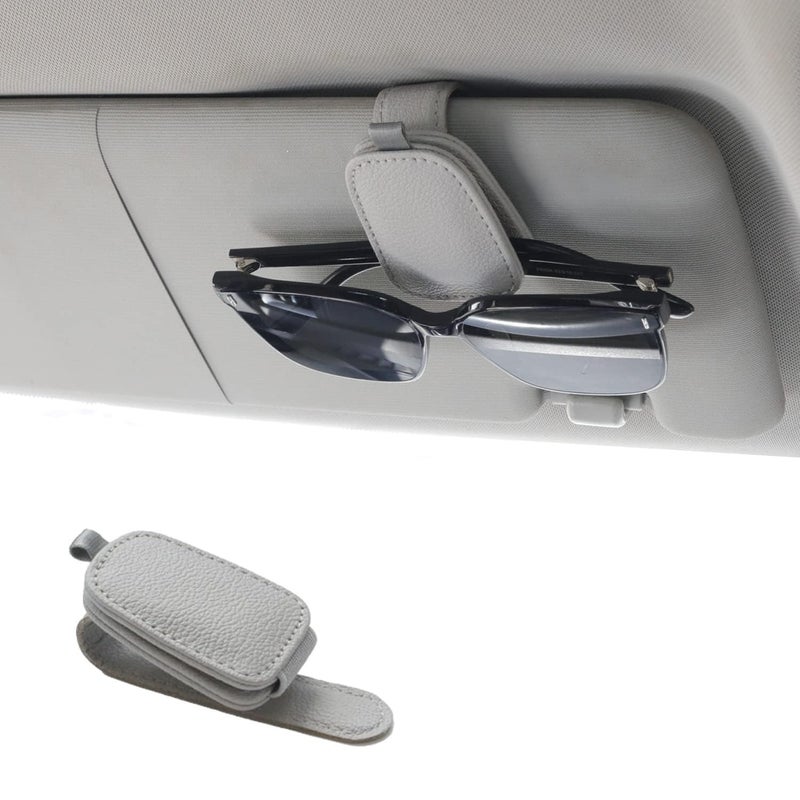KeepCart Car Accessories Goggles Holders for Car, Sun Visor Magnetic Leather Eyeglass Hanger Clip for Car (Grey) - Image 1