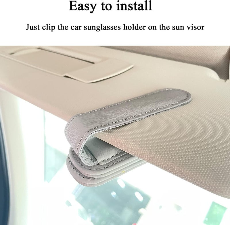 KeepCart Car Accessories Goggles Holders for Car, Sun Visor Magnetic Leather Eyeglass Hanger Clip for Car (Grey) - Image 4