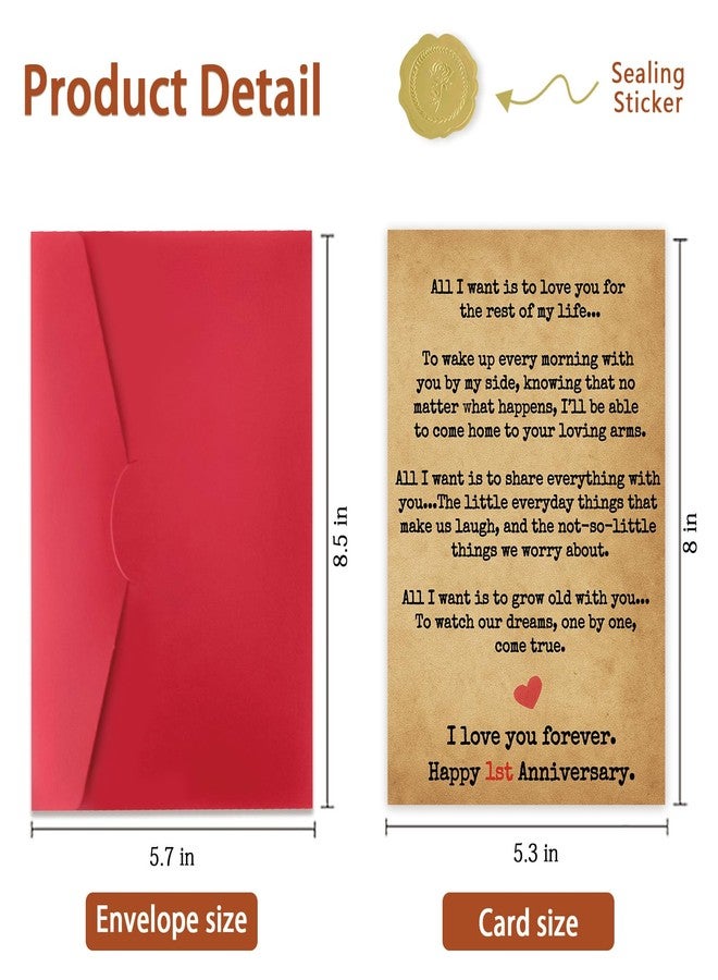 ICOOLYI Romantic 1 Year Anniversary Card and Gift Ideas for Boyfriend, Girlfriend, Husband, Wife, Men & Women – 1st Year “Love Letter” Vintage Style – Heartfelt Present for First Anniversary - Image 3