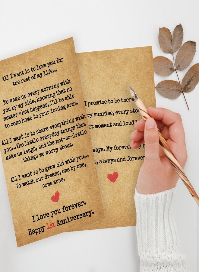 ICOOLYI Romantic 1 Year Anniversary Card and Gift Ideas for Boyfriend, Girlfriend, Husband, Wife, Men & Women – 1st Year “Love Letter” Vintage Style – Heartfelt Present for First Anniversary - Image 2