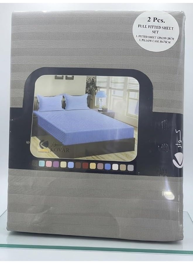 LoomsNLayers 2-Piece Full Fitted Bed Sheet Set – Soft Microfiber Fitted Sheet 120x200+20cm & Pillow Case 50x75cm, Wrinkle Free, Deep Pocket, Sky Blue Stripe - Image 2