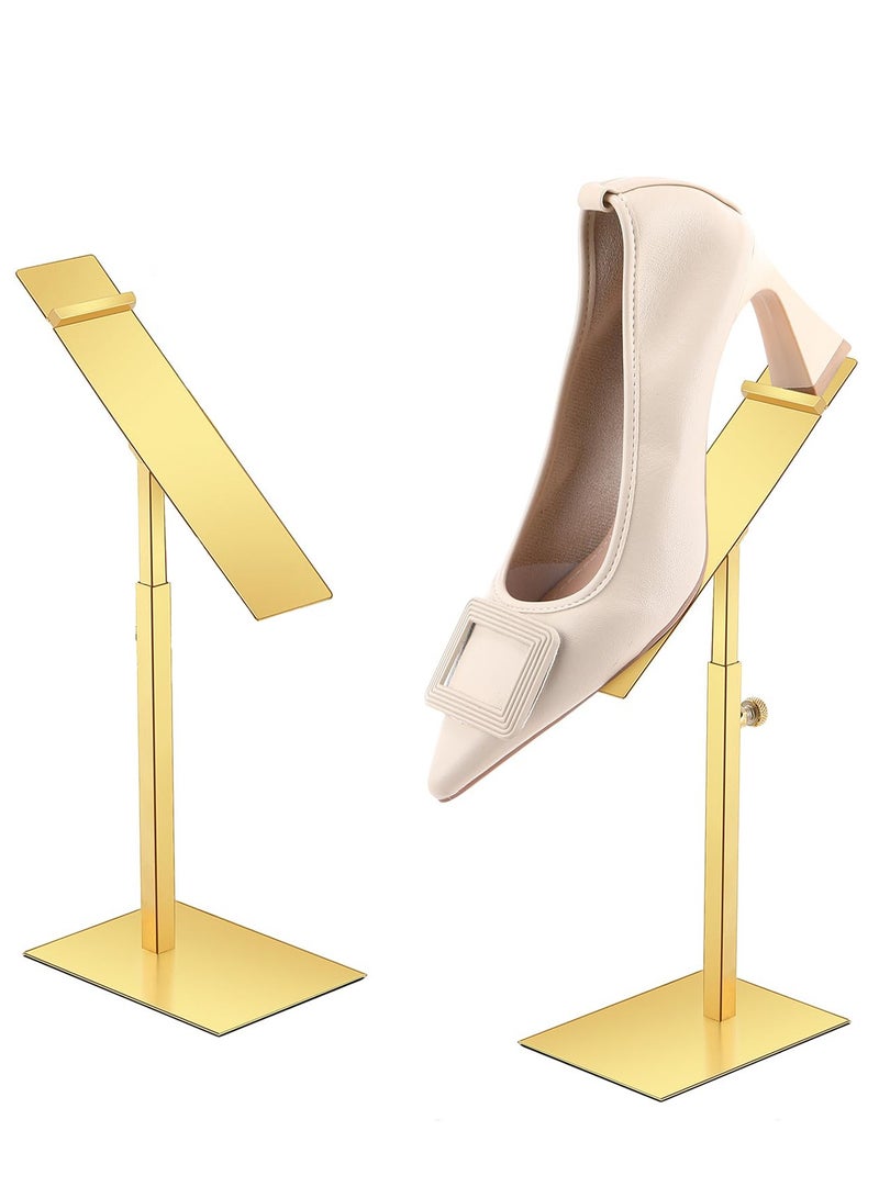 SOLARAE Shoe Display Stand Gold High Heel Shoe Rack Stainless Steel Shoe Stand Shoe Riser High Heel Display Rack Holder for Shoe Store Home Shopping Malls (2 Pack) - Image 1