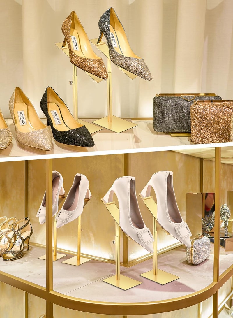 SOLARAE Shoe Display Stand Gold High Heel Shoe Rack Stainless Steel Shoe Stand Shoe Riser High Heel Display Rack Holder for Shoe Store Home Shopping Malls (2 Pack) - Image 5