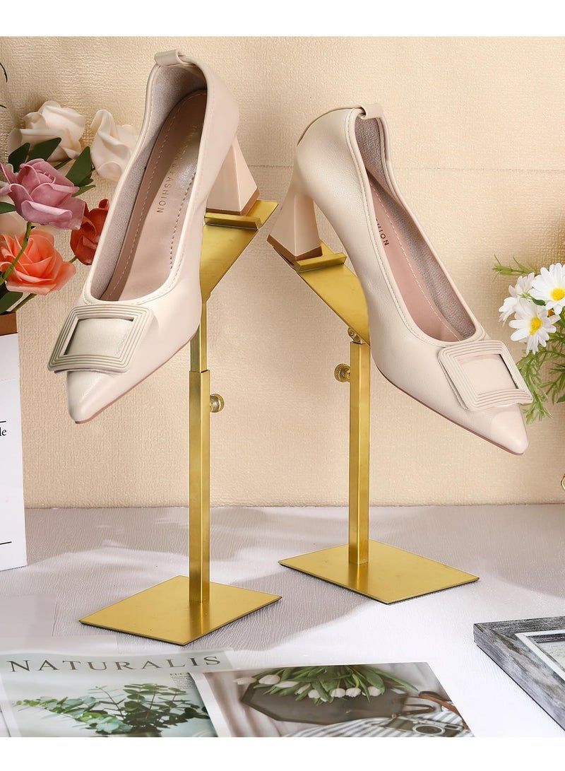 SOLARAE Shoe Display Stand Gold High Heel Shoe Rack Stainless Steel Shoe Stand Shoe Riser High Heel Display Rack Holder for Shoe Store Home Shopping Malls (2 Pack) - Image 2