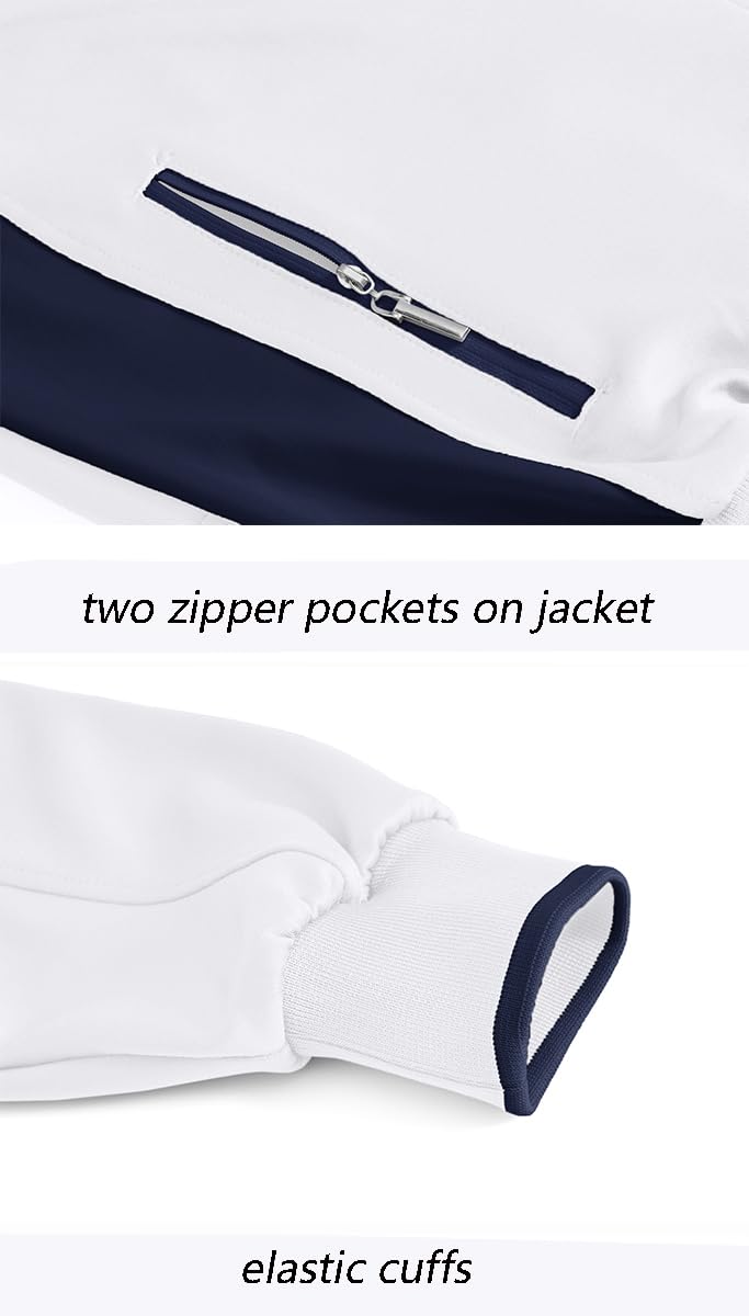 YSENTO Men's Tracksuits Outfits Set 2 Piece Jogging Suits Warm Up Sweatsuits Sweat Track Suits Sets White 3XL - Image 4