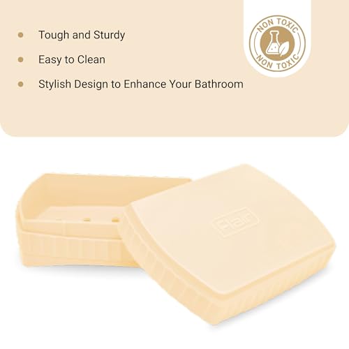 FLAIR Estella Soap Case with Drainage | Reusable & Durable Soap Box | Modern Bathroom Soap Holder (1, Beige) - Image 4