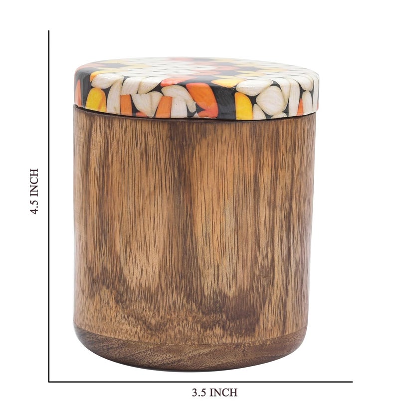OGGN Mango Wood MultiUtility Storage Jars with Lid Durable Wooden Containers Kitchen Storage Wood Snacks Jar Airtight Wooden Salt Container Tea Coffee Spice Wood Jar for Kitchen Multicolor - Image 2