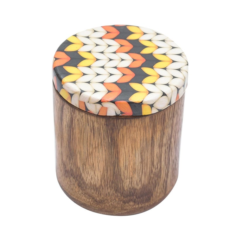 OGGN Mango Wood MultiUtility Storage Jars with Lid Durable Wooden Containers Kitchen Storage Wood Snacks Jar Airtight Wooden Salt Container Tea Coffee Spice Wood Jar for Kitchen Multicolor - Image 3