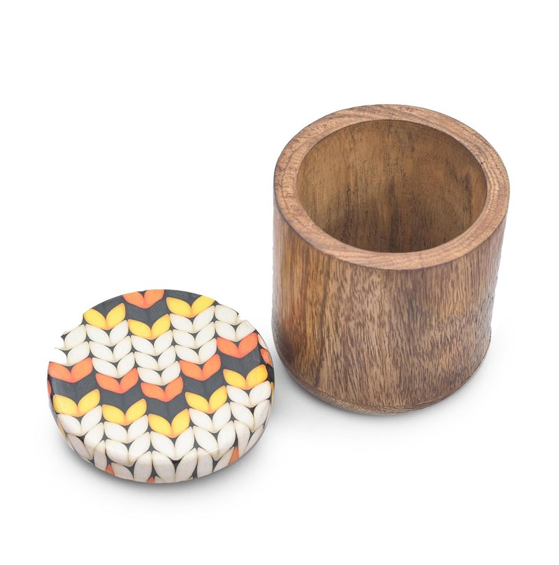 OGGN Mango Wood MultiUtility Storage Jars with Lid Durable Wooden Containers Kitchen Storage Wood Snacks Jar Airtight Wooden Salt Container Tea Coffee Spice Wood Jar for Kitchen Multicolor - Image 4