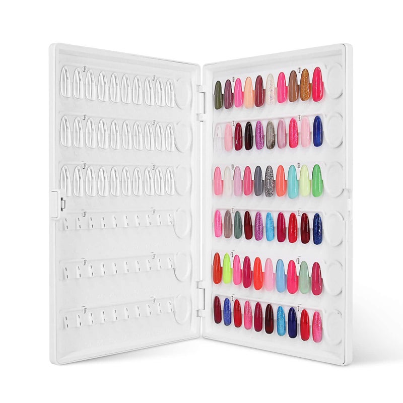 I·B·N G Nail Color Display Book Nail Swatch, C10 Plastic Nail Sample Display Book Nail Gel Color Card Book with Transparent Replacement Nails, No Need Pasting, No Need Glue (C10) - Image 1
