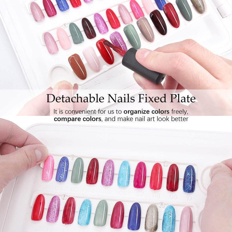 I·B·N G Nail Color Display Book Nail Swatch, C10 Plastic Nail Sample Display Book Nail Gel Color Card Book with Transparent Replacement Nails, No Need Pasting, No Need Glue (C10) - Image 3