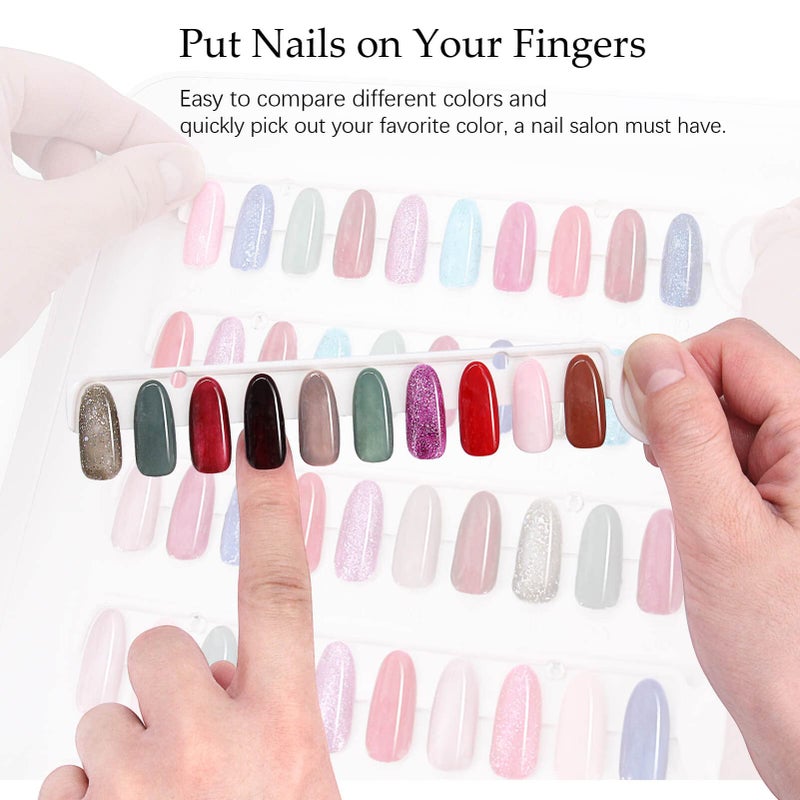 I·B·N G Nail Color Display Book Nail Swatch, C10 Plastic Nail Sample Display Book Nail Gel Color Card Book with Transparent Replacement Nails, No Need Pasting, No Need Glue (C10) - Image 5