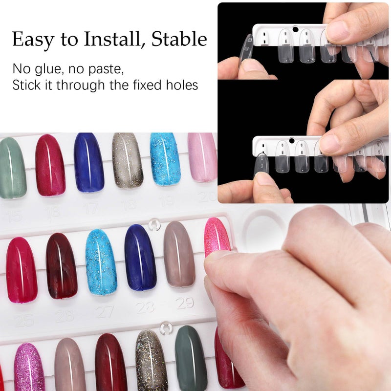 I·B·N G Nail Color Display Book Nail Swatch, C10 Plastic Nail Sample Display Book Nail Gel Color Card Book with Transparent Replacement Nails, No Need Pasting, No Need Glue (C10) - Image 2