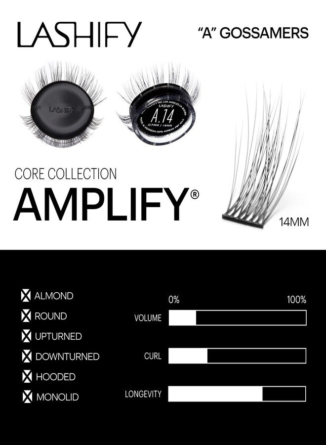 Lashify Amplify 14mm Gossamer DIY Eyelash Extensions Refill, Black, Easy False Eyelashes for a Natural Look - Image 3