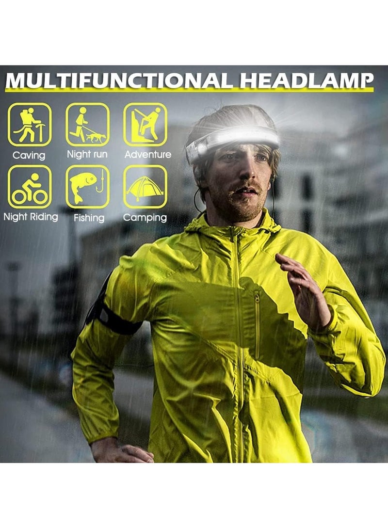 USB Rechargeable LED Headlamp Dual Light Motion Sensor Headlamp 350 Lumens, 5 Lighting Modes, Motion Sensor, Waterproof LED Headlamp for Running and Camping - Image 4