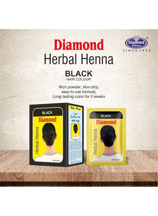 Diamond - Herbal Henna Black Hair Color 60G (6 X 10G) Ammonia Free ; Long Lasting ; Natural Looking ; Hair Color ; Men & Women ; - Image 1