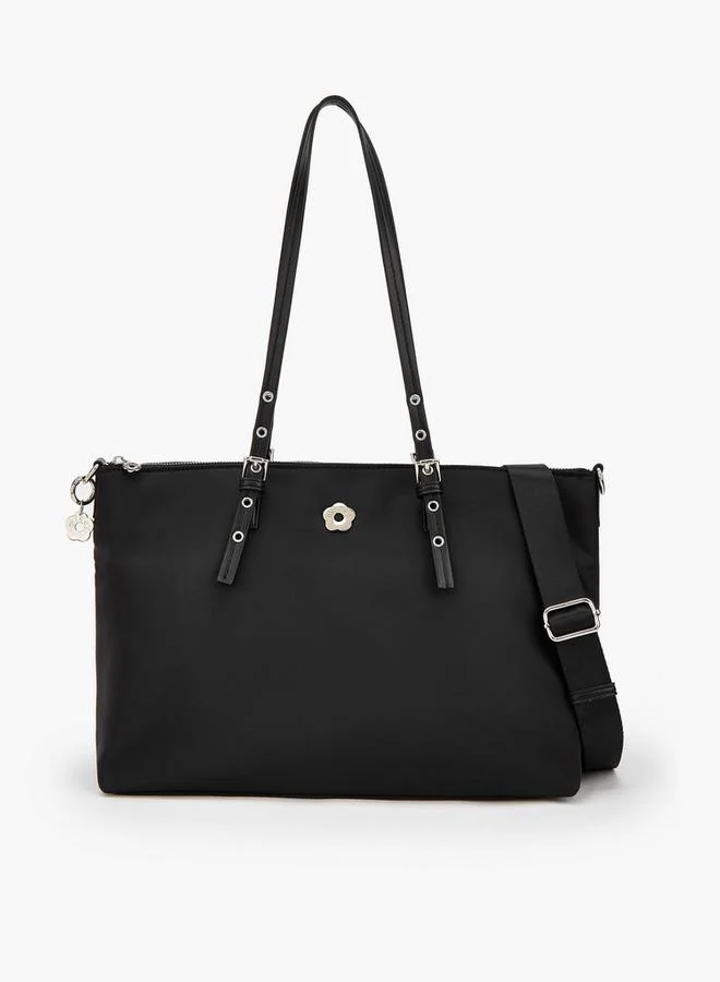 Missy Solid Tote Bag With Zip Closure