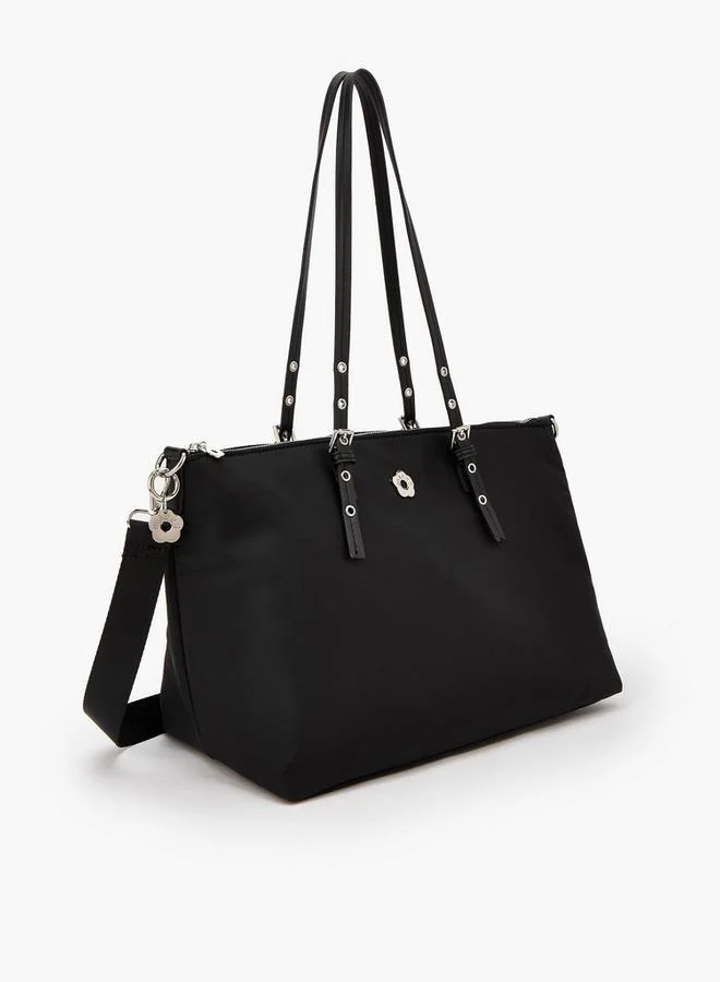 Missy Solid Tote Bag With Zip Closure